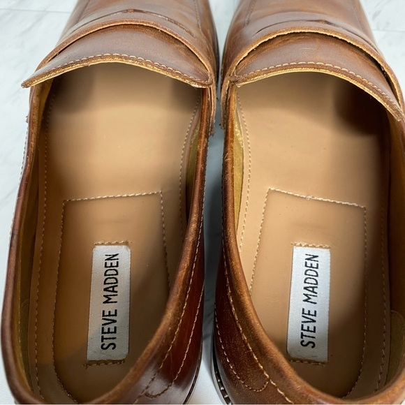 Steve Madden Darlton Cognac Leather Men’s Penny Loafer 10D - Picture 11 of 14